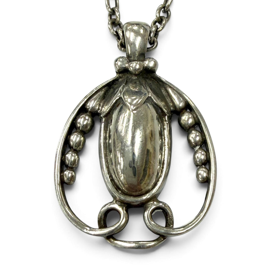 美品▼Georg Jensen ジョージジェンセン ヘリテージコレクション 1990 イヤー ペンダント 925 ネックレス シルバー 重量11.53g メンズ