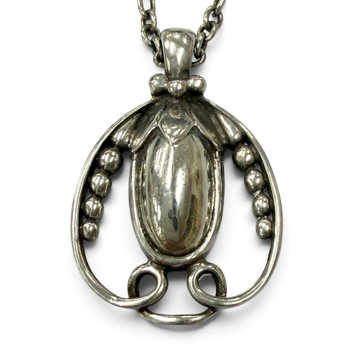 美品▼Georg Jensen ジョージジェンセン ヘリテージコレクション 1990 イヤー ペンダント 925 ネックレス シルバー 重量11.53g メンズ