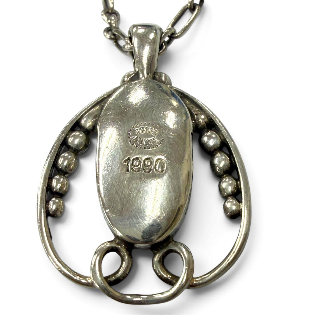 美品▼Georg Jensen ジョージジェンセン ヘリテージコレクション 1990 イヤー ペンダント 925 ネックレス シルバー 重量11.53g メンズ