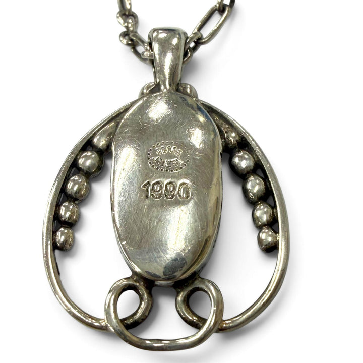 美品▼Georg Jensen ジョージジェンセン ヘリテージコレクション 1990 イヤー ペンダント 925 ネックレス シルバー 重量11.53g メンズ
