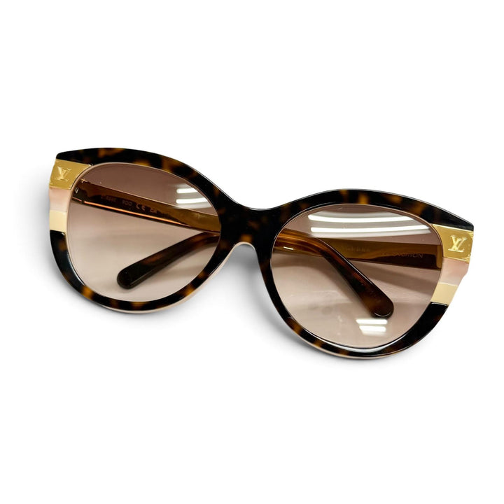 良品△LOUIS VUITTON ルイヴィトン 2023年 Z1858E LV プティ スプソン キャットアイ ライトトータスシェル サングラス 57□18 デモレンズ