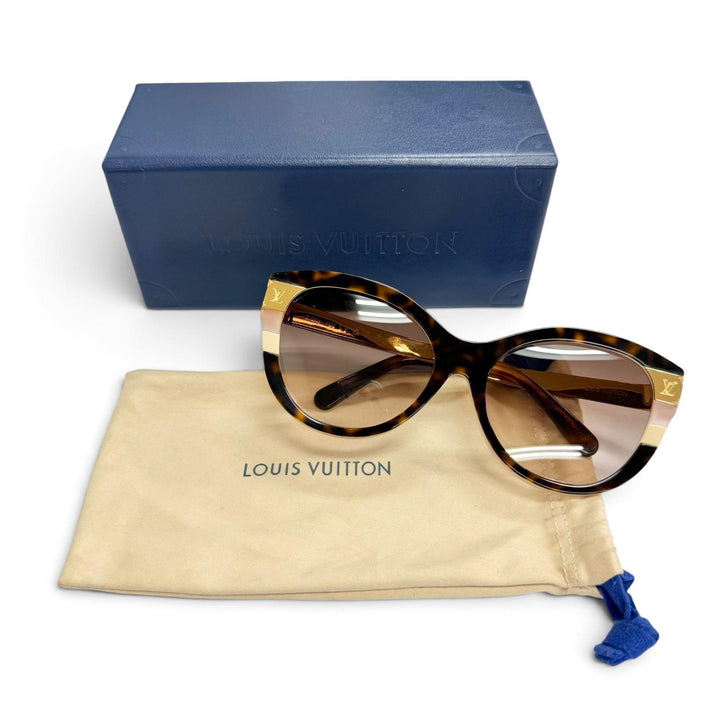 良品△LOUIS VUITTON ルイヴィトン 2023年 Z1858E LV プティ スプソン キャットアイ ライトトータスシェル サングラス 57□18 デモレンズ