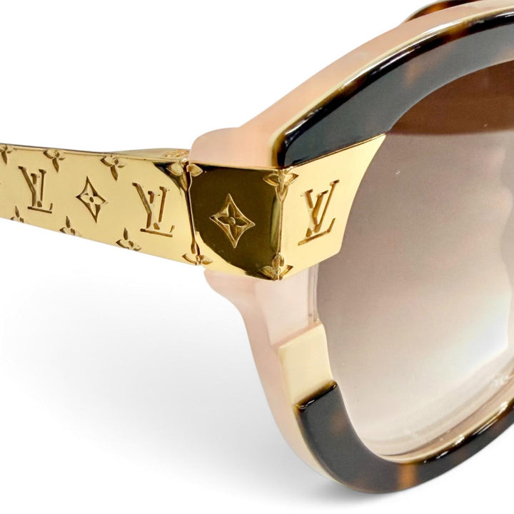 良品△LOUIS VUITTON ルイヴィトン 2023年 Z1858E LV プティ スプソン キャットアイ ライトトータスシェル サングラス 57□18 デモレンズ
