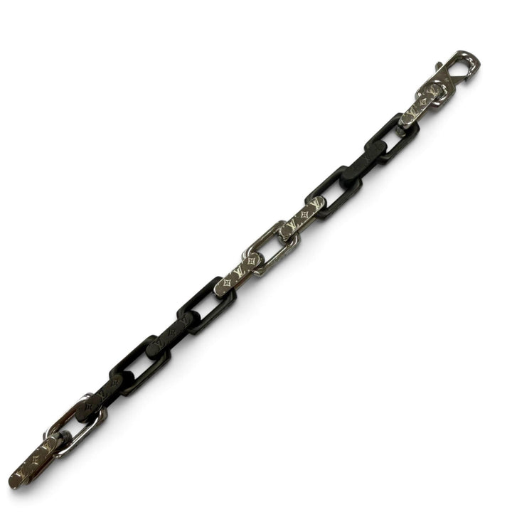 極美品▼LOUIS VUITTON ルイヴィトン 2026年製 M00686 ブレスレット モノグラム チェーン ブレスレット シルバー ブラック M 伊製 メンズ
