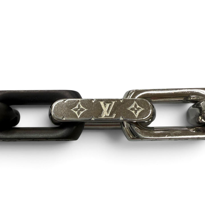 極美品▼LOUIS VUITTON ルイヴィトン 2026年製 M00686 ブレスレット モノグラム チェーン ブレスレット シルバー ブラック M 伊製 メンズ
