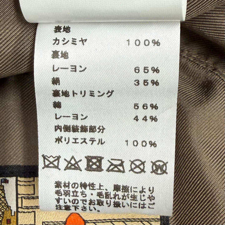 極美品★HERMES エルメス カシミヤ100％ セリエボタン バケットハット 帽子 ハット カーキ 57 フランス製 正規品 レディース 保存袋付き