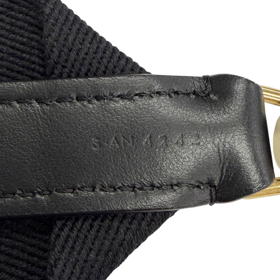 美品△CELINE セリーヌ キャンバス レザー ジャガードロゴ ショルダーストラップ ブラック ベージュ ゴールド金具 イタリア製 レディース