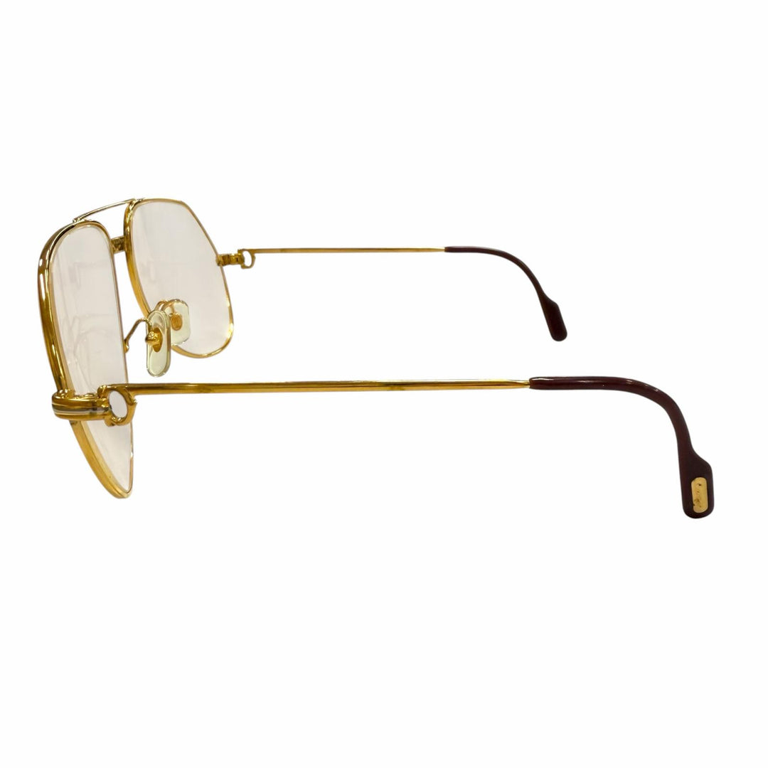 良品▼Cartier カルティエ ヴィンテージ トリニティ ツーブリッジ ティアドロップ ロゴ金具 メガネ 眼鏡 アイウェア 62□14 140 度入り