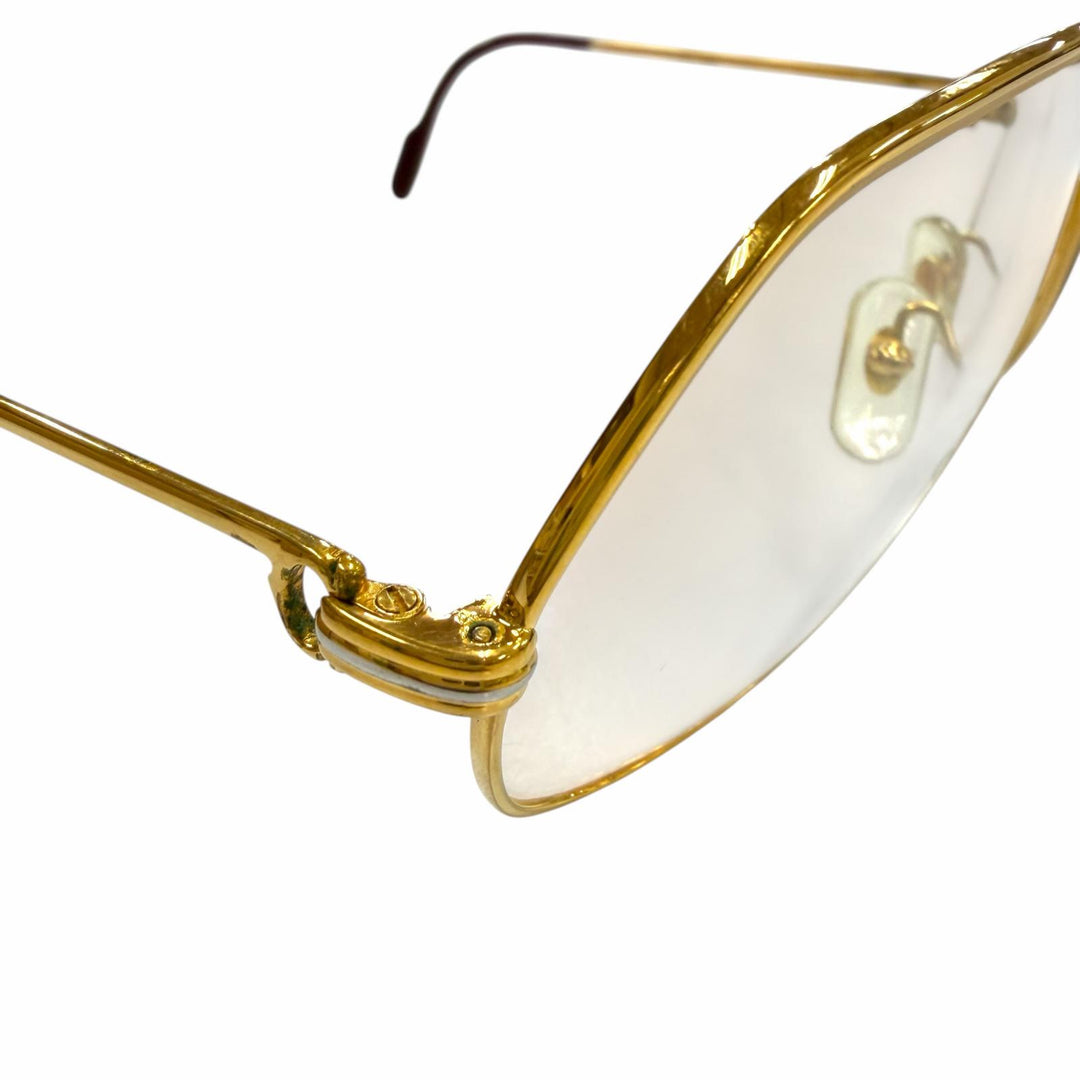 良品▼Cartier カルティエ ヴィンテージ トリニティ ツーブリッジ ティアドロップ ロゴ金具 メガネ 眼鏡 アイウェア 62□14 140 度入り