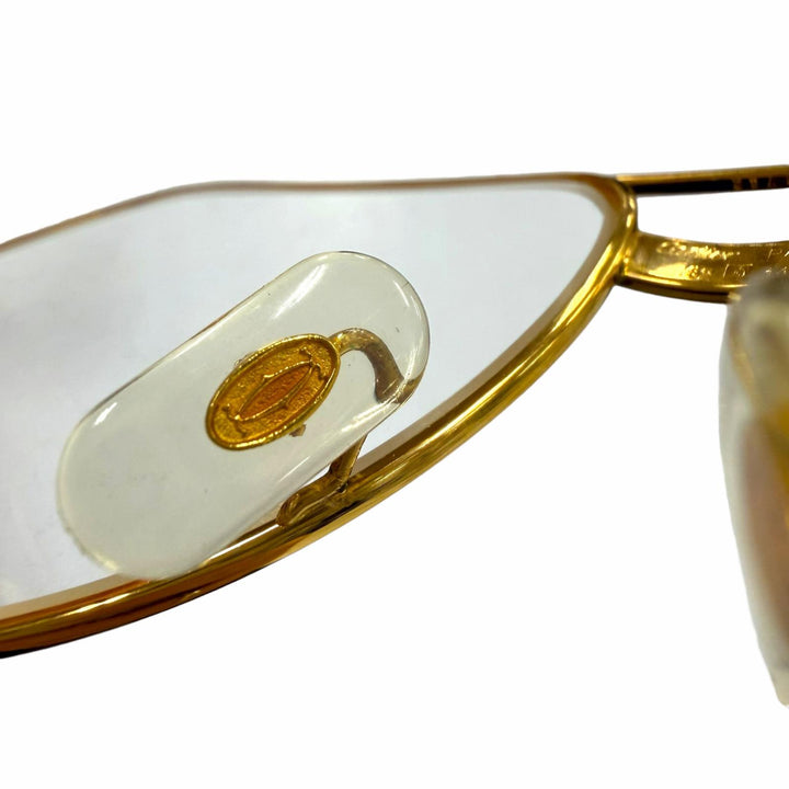 良品▼Cartier カルティエ ヴィンテージ トリニティ ツーブリッジ ティアドロップ ロゴ金具 メガネ 眼鏡 アイウェア 62□14 140 度入り