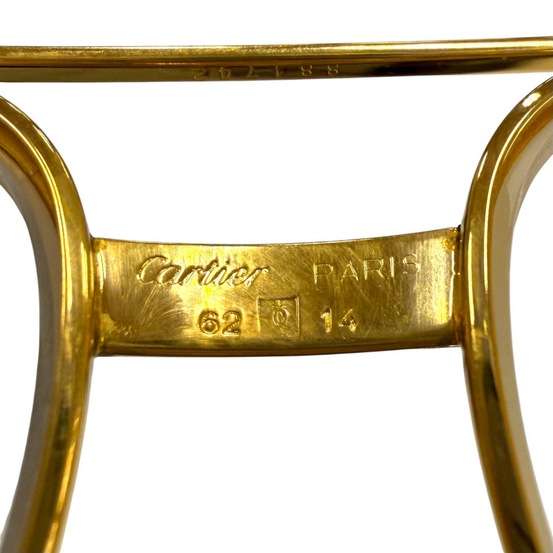 良品▼Cartier カルティエ ヴィンテージ トリニティ ツーブリッジ ティアドロップ ロゴ金具 メガネ 眼鏡 アイウェア 62□14 140 度入り
