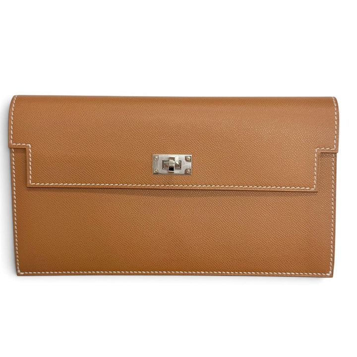 極美品△HERMES エルメス ケリーポケット ロング ヴォーマダム ゴールド シルバー金具 長財布 K刻印 メンズ レディース 箱・保存袋付き