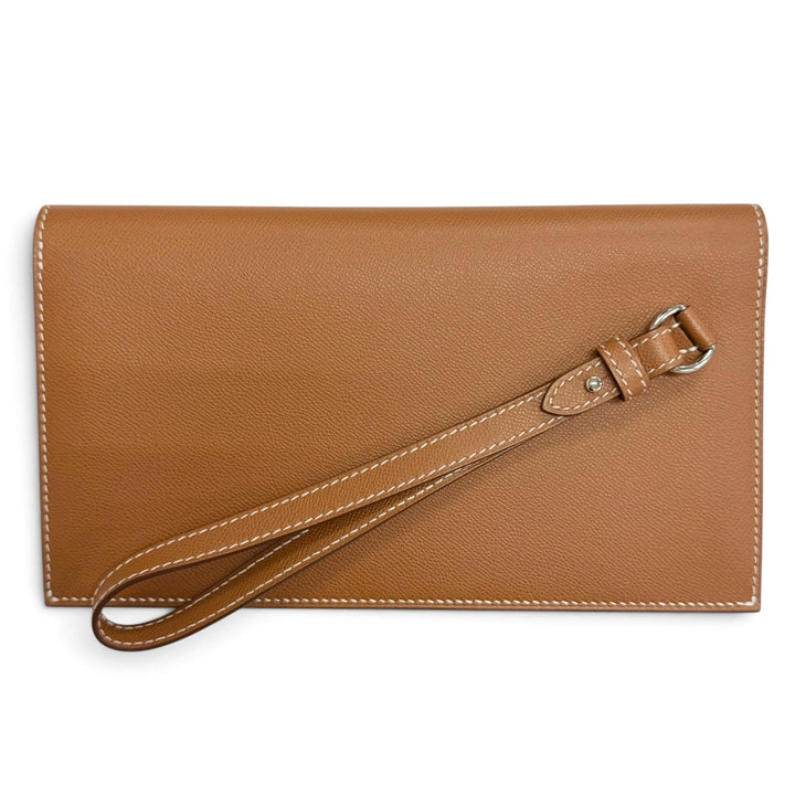極美品△HERMES エルメス ケリーポケット ロング ヴォーマダム ゴールド シルバー金具 長財布 K刻印 メンズ レディース 箱・保存袋付き