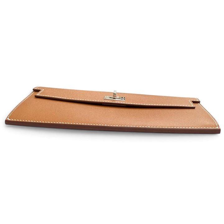 極美品△HERMES エルメス ケリーポケット ロング ヴォーマダム ゴールド シルバー金具 長財布 K刻印 メンズ レディース 箱・保存袋付き