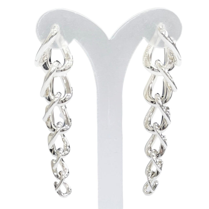美品△TIFFANY&amp;Co. ティファニー フォージ ドロップ リンク AG925 ハイポリッシュ ピアス 両耳用 シルバー 重量20.2g レディース
