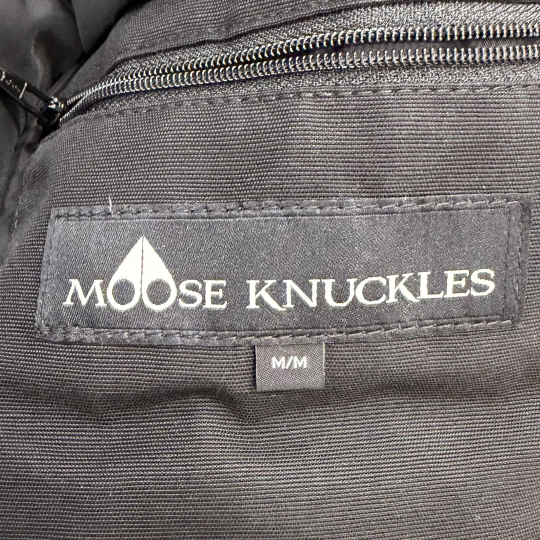 美品□MOOSE KNUCKLES ムースナックルズ Ballistic Bomber Neoshear Jacket JAPAN ONLY フーデッド ダウンジャケット ブラック M メンズ