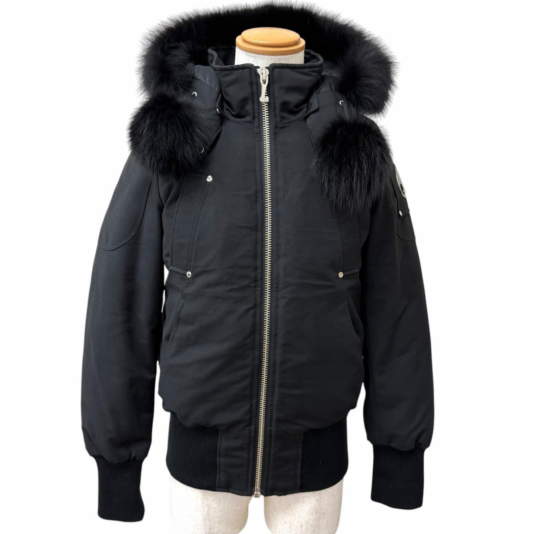 美品□MOOSE KNUCKLES ムースナックルズ Ballistic Bomber Neoshear Jacket JAPAN ONLY フーデッド ダウンジャケット ブラック M メンズ
