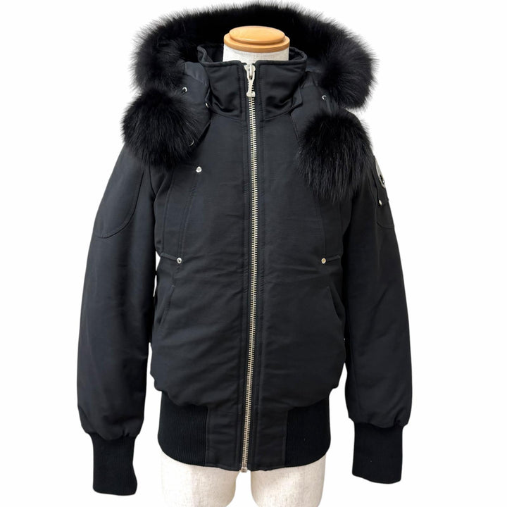 美品□MOOSE KNUCKLES ムースナックルズ Ballistic Bomber Neoshear Jacket JAPAN ONLY フーデッド ダウンジャケット ブラック M メンズ