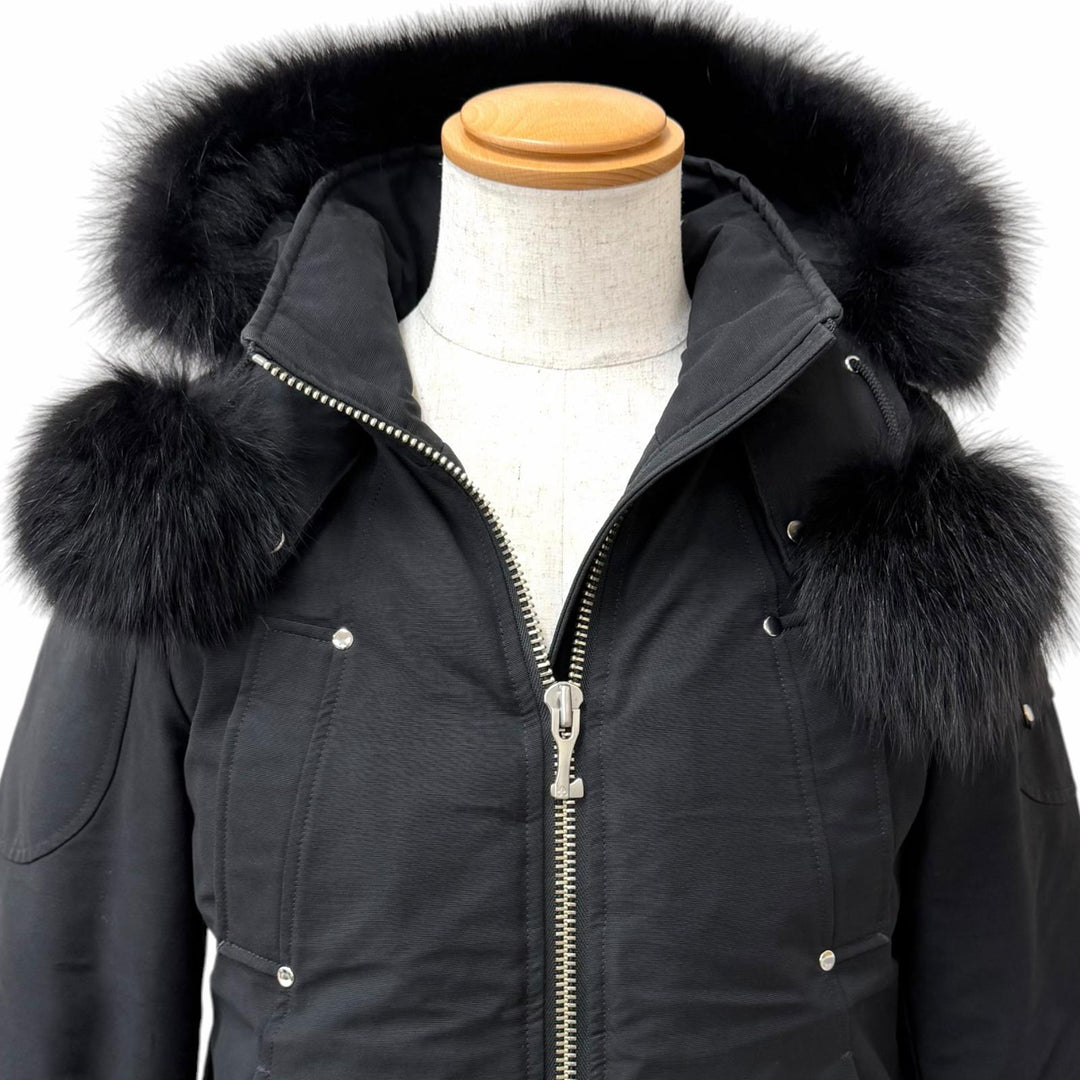 美品□MOOSE KNUCKLES ムースナックルズ Ballistic Bomber Neoshear Jacket JAPAN ONLY フーデッド ダウンジャケット ブラック M メンズ