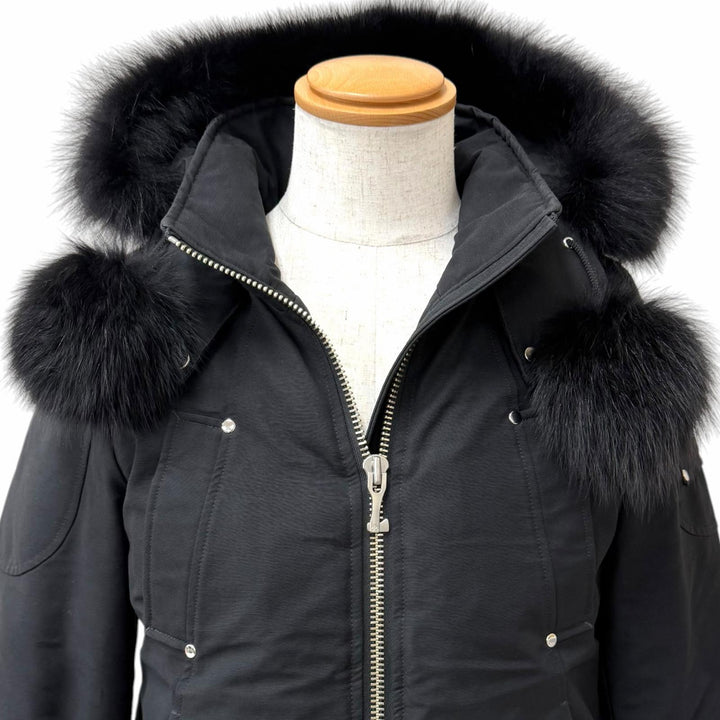 美品□MOOSE KNUCKLES ムースナックルズ Ballistic Bomber Neoshear Jacket JAPAN ONLY フーデッド ダウンジャケット ブラック M メンズ