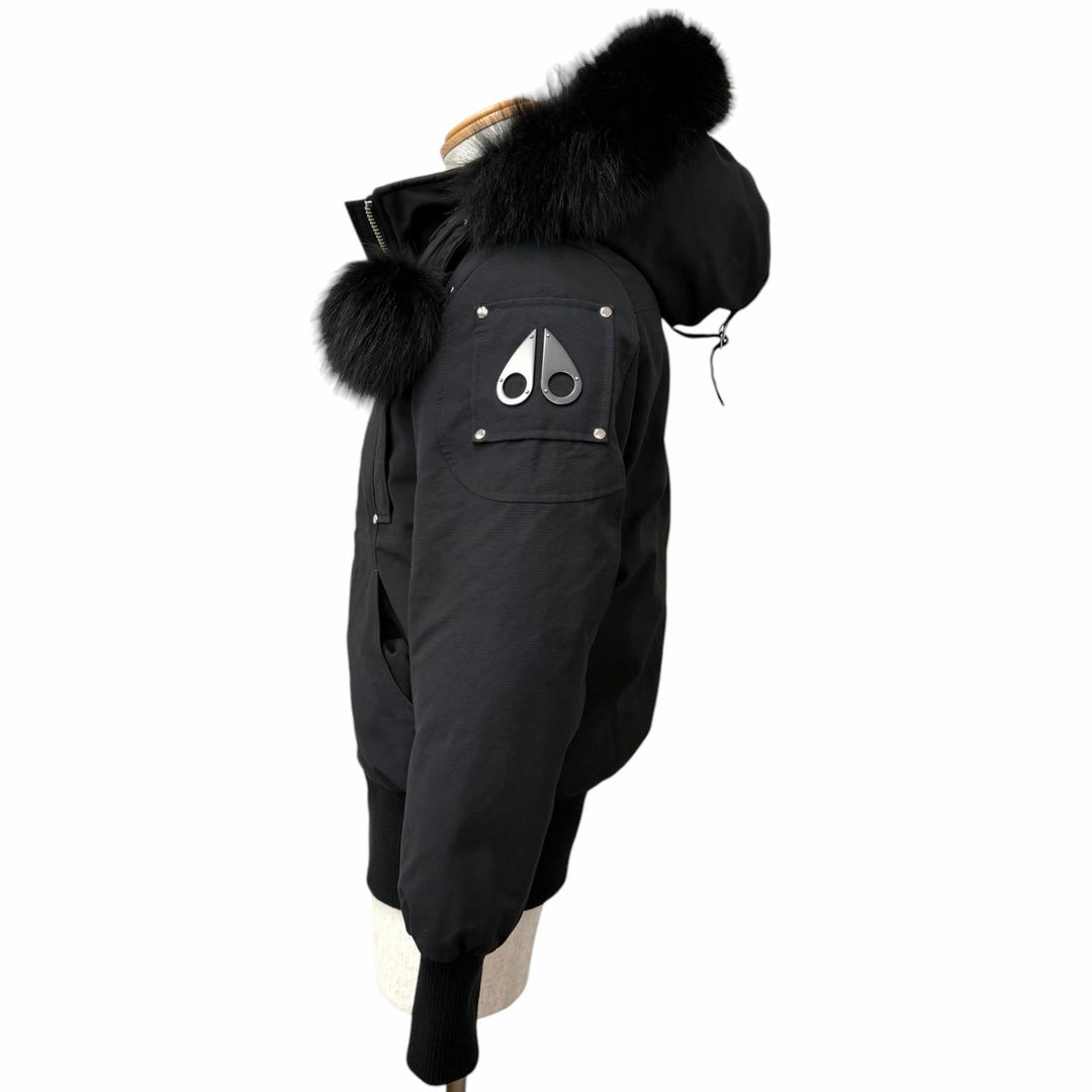 美品□MOOSE KNUCKLES ムースナックルズ Ballistic Bomber Neoshear Jacket JAPAN ONLY フーデッド ダウンジャケット ブラック M メンズ