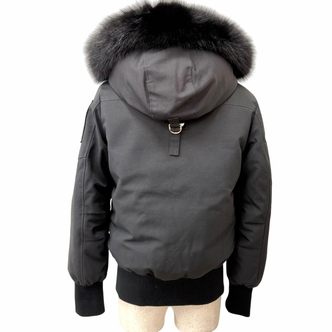 美品□MOOSE KNUCKLES ムースナックルズ Ballistic Bomber Neoshear Jacket JAPAN ONLY フーデッド ダウンジャケット ブラック M メンズ