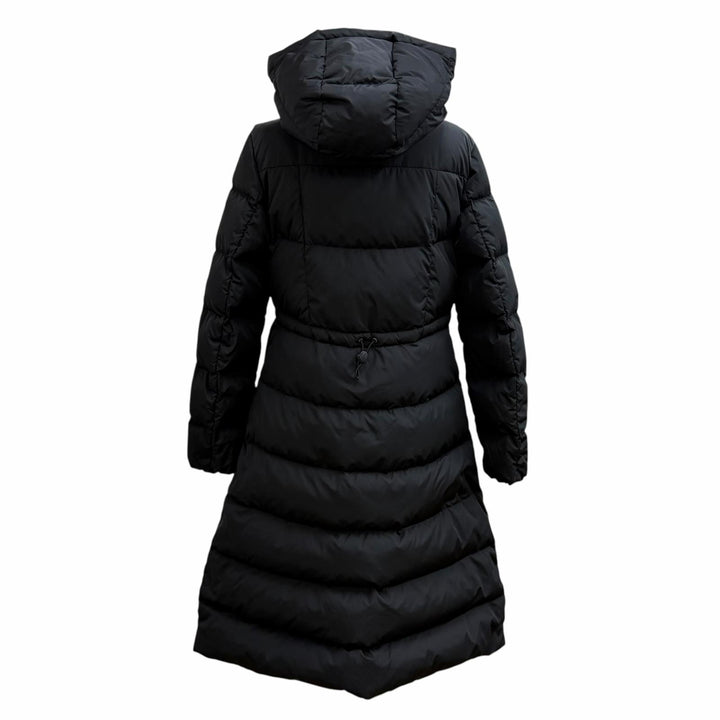 良品★MONCLER モンクレール CHONDRILLE ロゴワッペン・フード付 比翼仕立て ダウンコート ダウンジャケット 黒 1 正規品 レディース