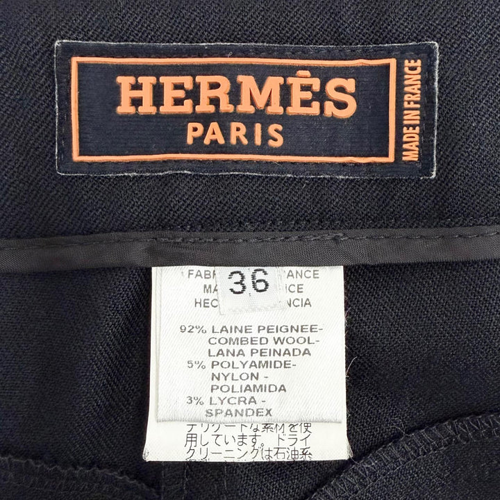 極美品△HERMES エルメス ウール セリエボタン 乗馬ジャケット パンツ セットアップ ブラック 38 36 フランス製 正規品 レディース