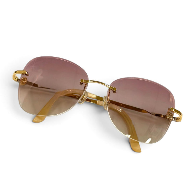 美品★Cartier カルティエ デコールC コンビカラー サングラス アイウェア ゴールド シルバー □16 140 仏製 ユニセックス 箱・袋付