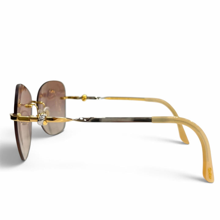 美品★Cartier カルティエ デコールC コンビカラー サングラス アイウェア ゴールド シルバー □16 140 仏製 ユニセックス 箱・袋付