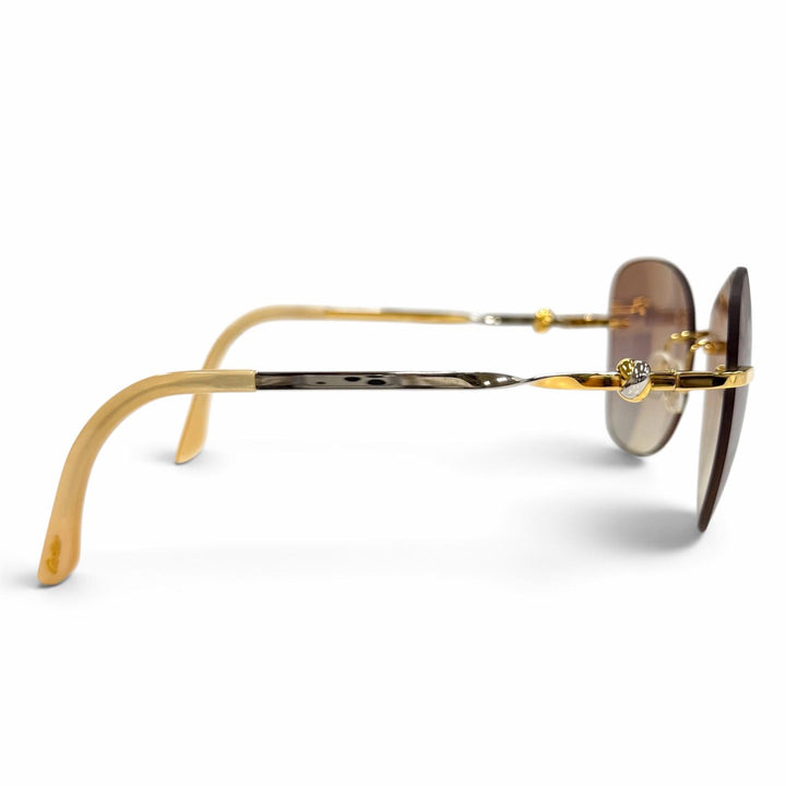 美品★Cartier カルティエ デコールC コンビカラー サングラス アイウェア ゴールド シルバー □16 140 仏製 ユニセックス 箱・袋付