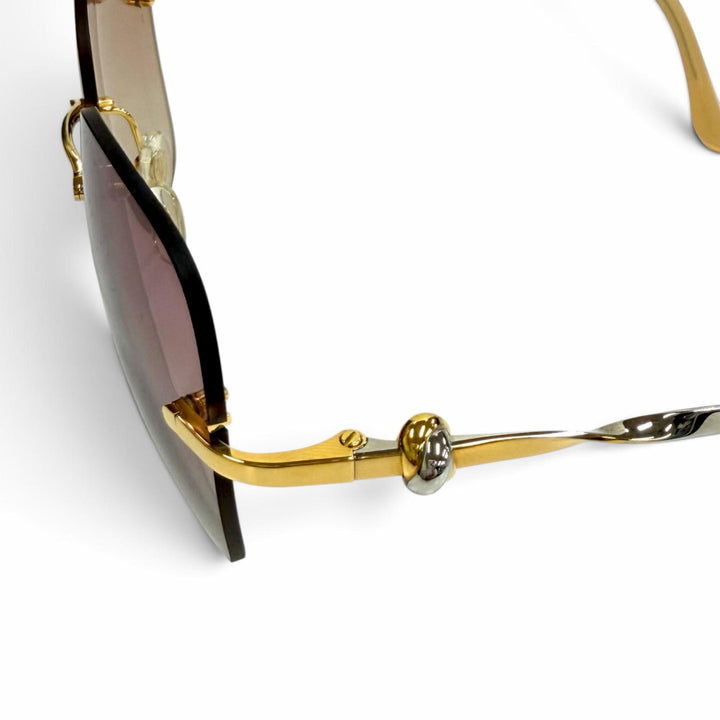 美品★Cartier カルティエ デコールC コンビカラー サングラス アイウェア ゴールド シルバー □16 140 仏製 ユニセックス 箱・袋付