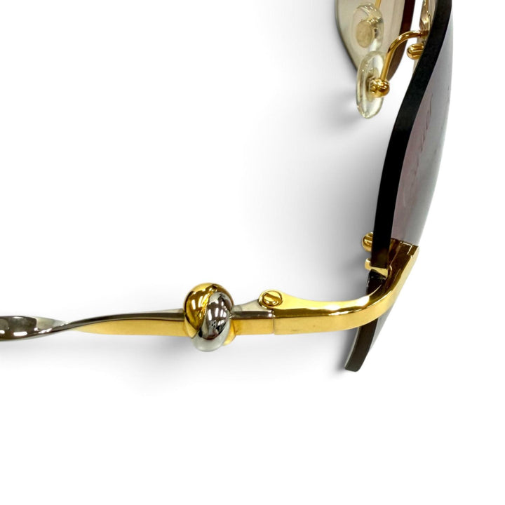 美品★Cartier カルティエ デコールC コンビカラー サングラス アイウェア ゴールド シルバー □16 140 仏製 ユニセックス 箱・袋付