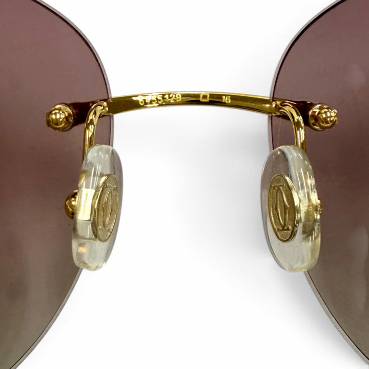 美品★Cartier カルティエ デコールC コンビカラー サングラス アイウェア ゴールド シルバー □16 140 仏製 ユニセックス 箱・袋付