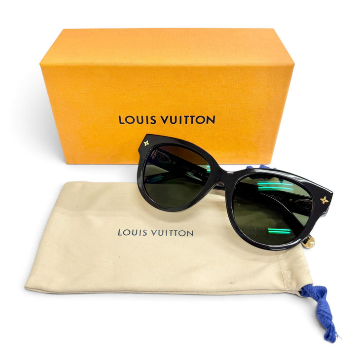 良品△LOUIS VUITTON ルイヴィトン Z1526E サングラス マイ モノグラム ラウンド ブラック ゴールド レンズ：ダークグリーン 59□19 143