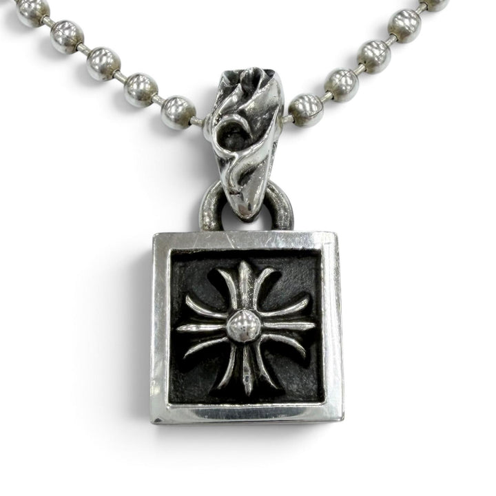 美品●CHROME HEARTS クロムハーツ フレームドCH プラスチャーム ペンダント 925 ボールチェーン 20inc ネックレス 重量10.9g 保存袋付き
