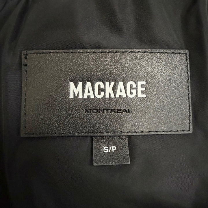 美品△MACKAGE マッカージュ KAY-BX ケイ レイヤードデザイン フォックスファー フード付き ZIP UP ダウンコート ブラック S ハンガー付