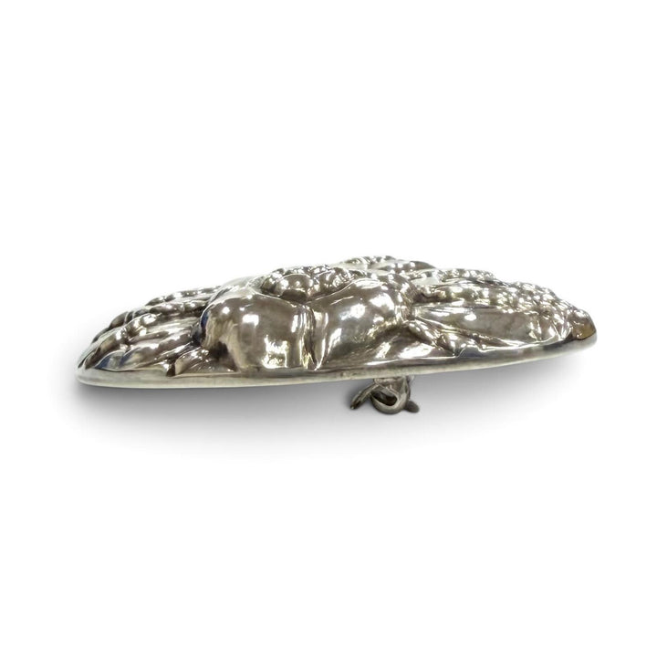 美品★Georg Jensen ジョージジェンセン 42 925 フローラルリース ブローチ アクセサリー シルバー 重量23.7g レディース 箱・保存袋付き