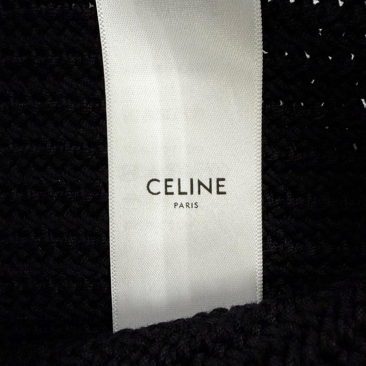 未使用品☆CELINE セリーヌ 2ADCS817X クロシェ ロゴ ストラップ ニット ショルダーバッグ ブラック ホワイト イタリア製 正規品