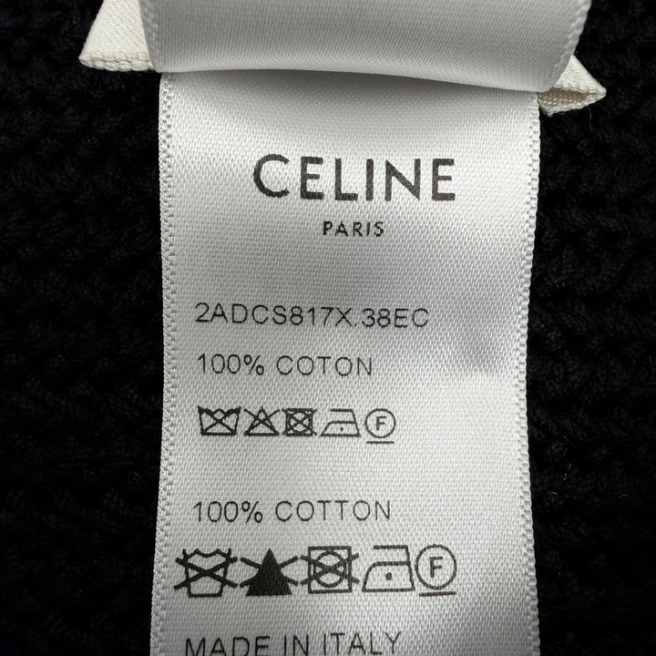 未使用品☆CELINE セリーヌ 2ADCS817X クロシェ ロゴ ストラップ ニット ショルダーバッグ ブラック ホワイト イタリア製 正規品