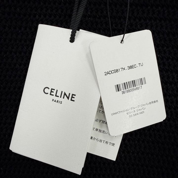 未使用品☆CELINE セリーヌ 2ADCS817X クロシェ ロゴ ストラップ ニット ショルダーバッグ ブラック ホワイト イタリア製 正規品