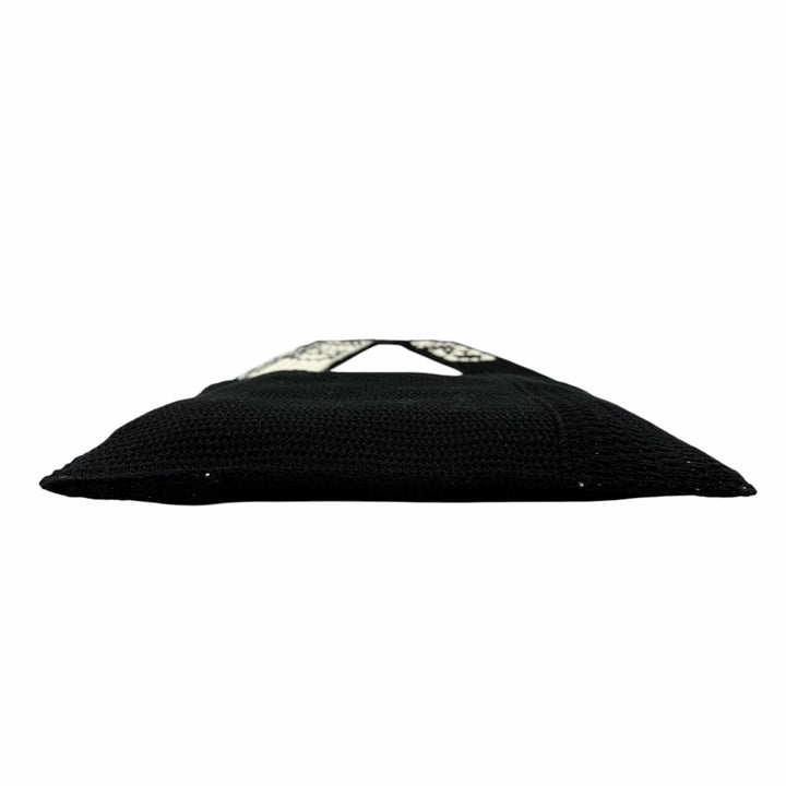 未使用品☆CELINE セリーヌ 2ADCS817X クロシェ ロゴ ストラップ ニット ショルダーバッグ ブラック ホワイト イタリア製 正規品