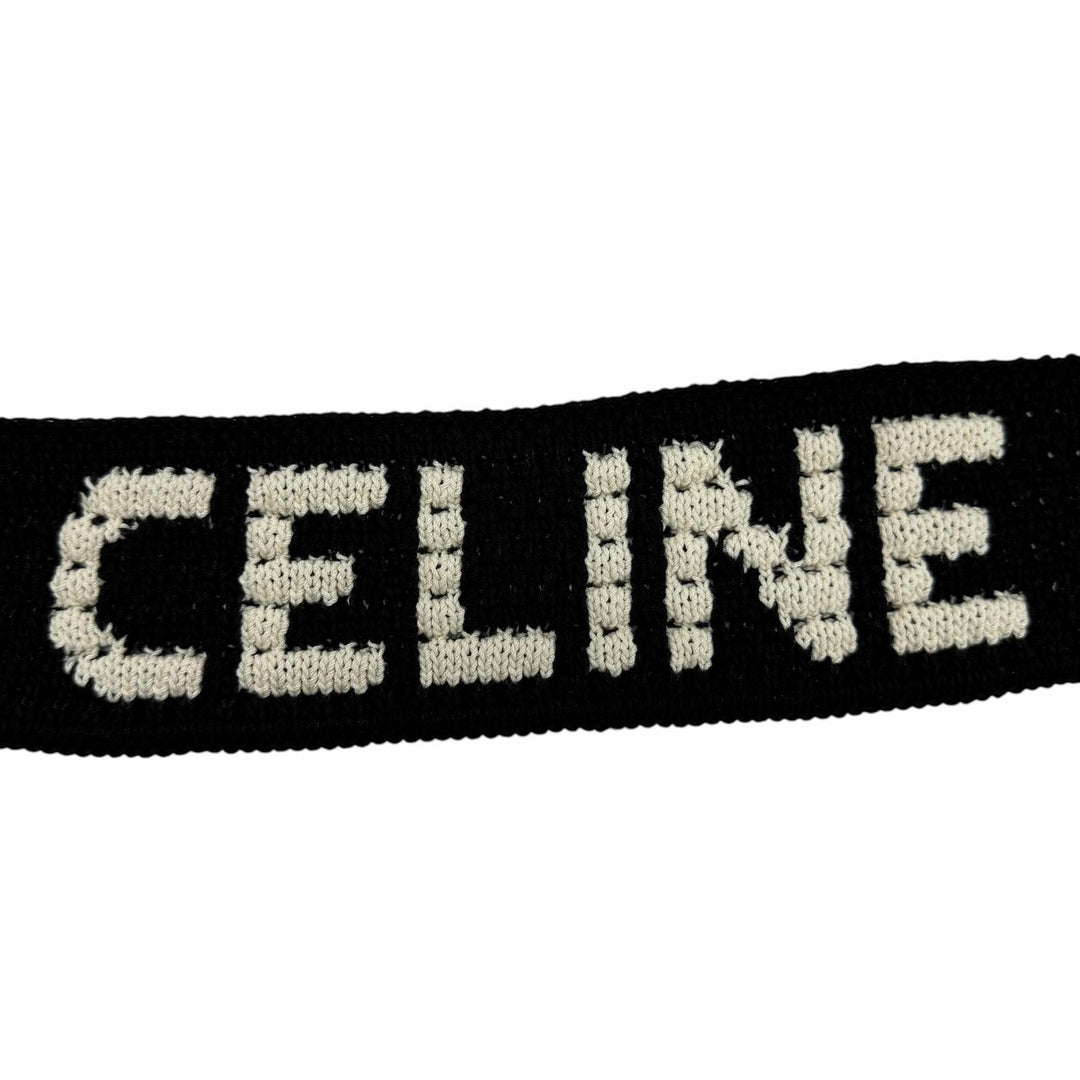 未使用品☆CELINE セリーヌ 2ADCS817X クロシェ ロゴ ストラップ ニット ショルダーバッグ ブラック ホワイト イタリア製 正規品
