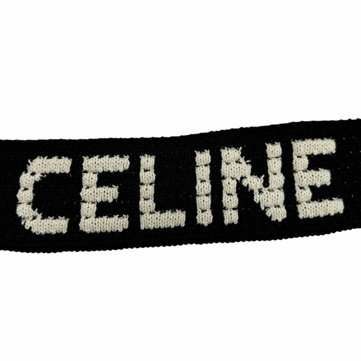 未使用品☆CELINE セリーヌ 2ADCS817X クロシェ ロゴ ストラップ ニット ショルダーバッグ ブラック ホワイト イタリア製 正規品