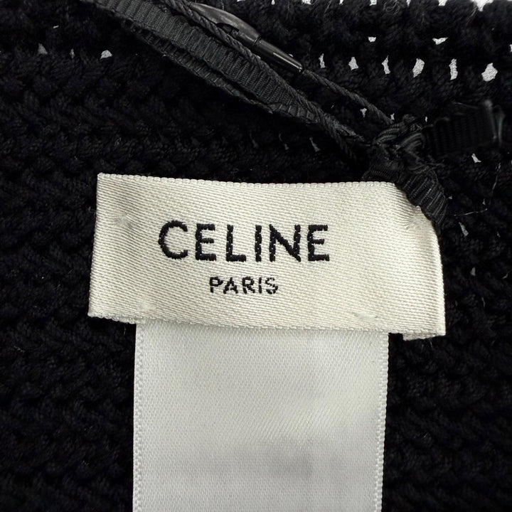 未使用品☆CELINE セリーヌ 2ADCS817X クロシェ ロゴ ストラップ ニット ショルダーバッグ ブラック ホワイト イタリア製 正規品