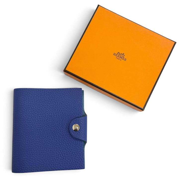 極美品△HERMES エルメス ユリス ミニ ノートカバー トゴ ブルーブライトン クルードセル スナップボタン 手帳カバー リフィル付き C刻印
