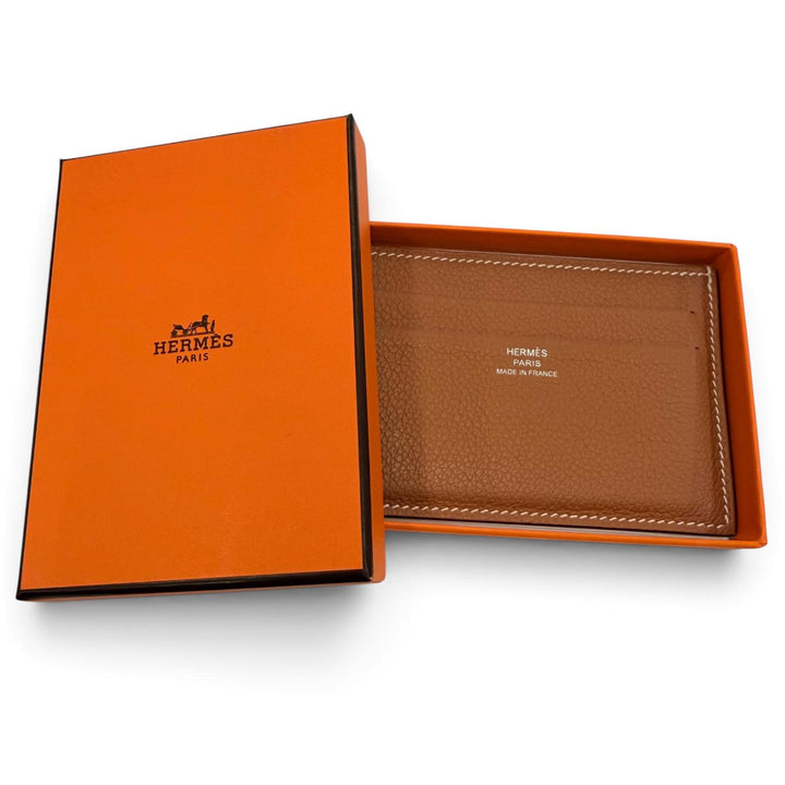 美品☆HERMES エルメス シチズン ツイル エバーカラー ゴールド カードケース パスケース K刻印 フランス製 レディース メンズ 箱付き