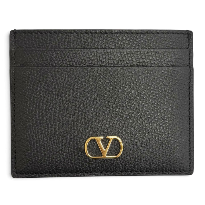 極美品△Valentino Garavani ヴァレンティノガラヴァーニ 7W2P0AJ7SNP Vロゴ レザー カードケース 名刺入れ 薄型 ブラック 伊製 箱・袋付
