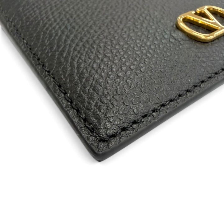 極美品△Valentino Garavani ヴァレンティノガラヴァーニ 7W2P0AJ7SNP Vロゴ レザー カードケース 名刺入れ 薄型 ブラック 伊製 箱・袋付