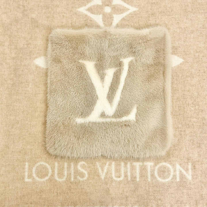 美品△LOUIS VUITTON ルイヴィトン M74354 エシャルプ コールド レイキャビック カシミヤ ミンクファー LVイニシャル マフラー 正規品